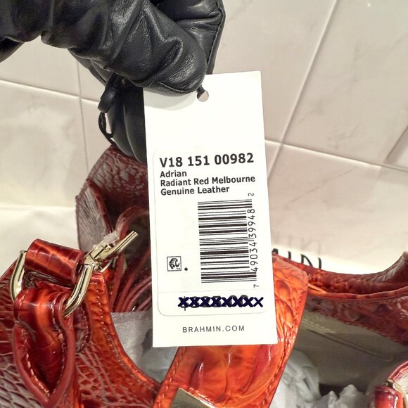 NWT Brahmin Adrian Radiant Red Melbourne Embossed Leather Satchel - CHRISTMAS! - Picture 8 of 13